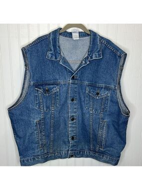 Vintage Tyca Denim Embossed Vest Size 2XL